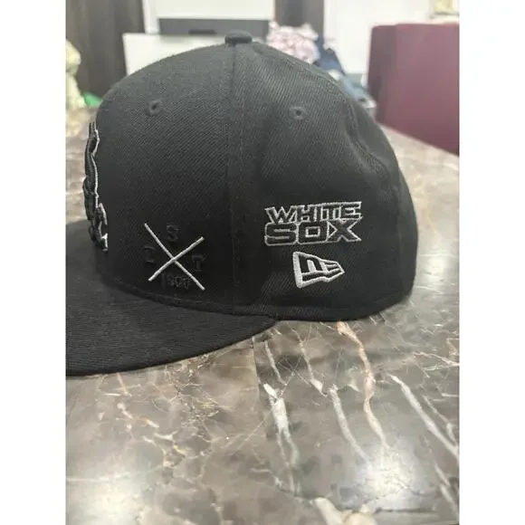 Chicago White Sox New Era custom Patches Fitted Cap Hat 59Fifty Size 7 1/2 - Picture 2 of 5